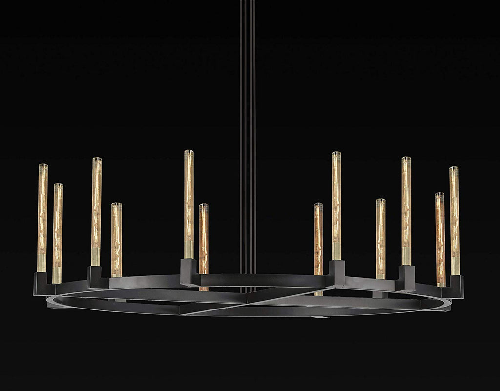 Corsica Round Chandelier 60" Vintage Barn Metal Chandeliers Industrial Loft Rustic Lighting Great for the Living Room, Dining Room, Foyer and Entryway - A500-CB/4462/12