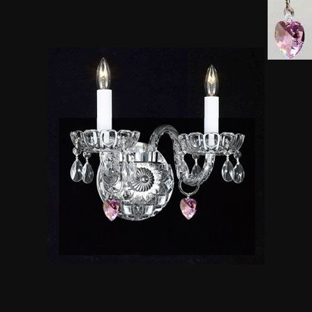 Murano Venetian Style Crystal Wall Sconce Lighting With Pink Hearts - Perfect For Kid'S And Girls Bedroom - A46-B21/2/386