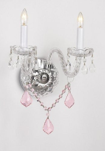 Murano Venetian Style Crystal Wall Sconce Lighting With Pink Color Crystal - G46-Pinkb2/2/386