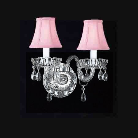 Murano Venetian Style Crystal Wall Sconce Lighting With Pink Shades - A46-Pinkshades/2/386