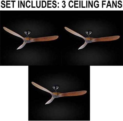 Set of 3 - Indoor/Outdoor Ceiling Fan - Vintage Rustic Propeller Wood Indoor/Outdoor Ceiling Fan - 3EA G7-18/15/4561