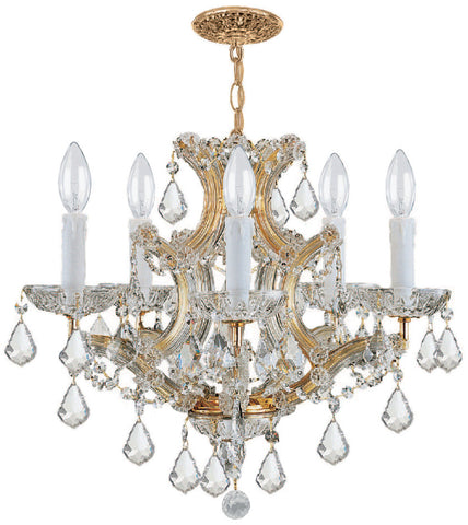 6 Light Gold Crystal Mini Chandelier Draped In Clear Hand Cut Crystal - C193-4405-GD-CL-MWP