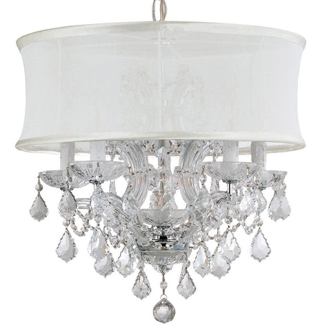 6 Light Polished Chrome Traditional Mini Chandelier Draped In Clear Hand Cut Crystal - C193-4415-CH-SMW-CLM