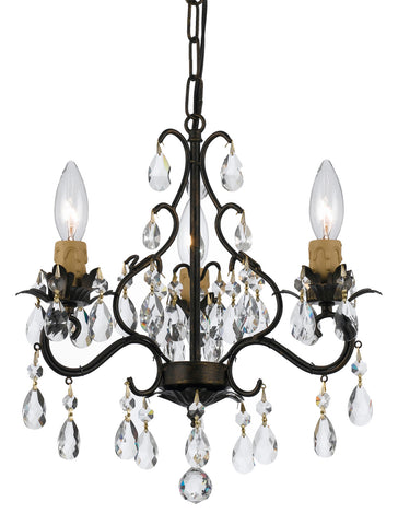 3 Light English Bronze Youth Mini Chandelier Draped In Clear Hand Cut Crystal - C193-4534-EB