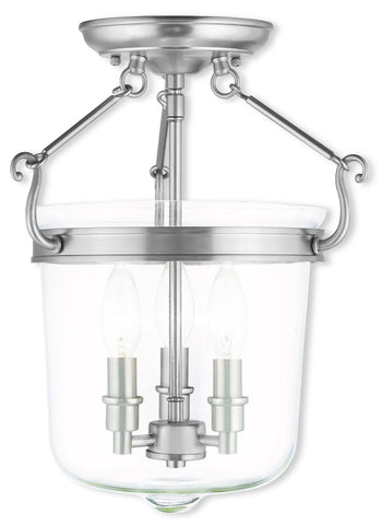 Livex Rockford 3 Light Brushed Nickel Ceiling Mount - C185-50483-91