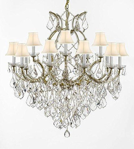 Maria Theresa Empress Crystal (Tm) Chandelier Lighting H 38" W 37" With White Shades - A500-Sc/21510/15+1