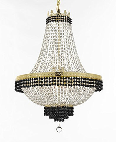 French Empire Crystal Chandelier Chandeliers Lighting Trimmed With Jet Black Crystal Good For Dining Room Foyer Entryway Family Room And More H36" X W30" - F93-B79/Cg/870/14