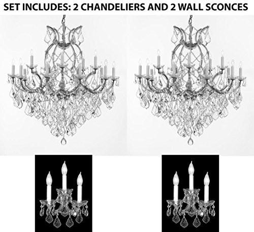 Set Of 4 - 2 Maria Theresa Chandelier Crystal Lighting Chandeliers H38" X W37" And 2 Maria Theresa Wall Sconce Crystal Lighting H14" x W11.5" - 2Ea Cs/1/21510/15+1 2Ea Cs/2813/3 A500-