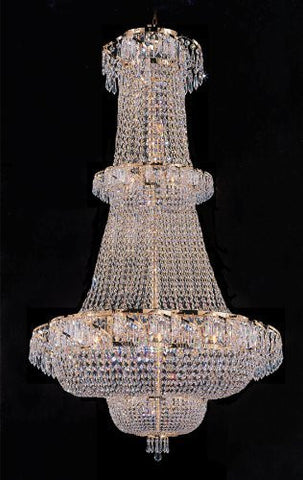Swarovski Crystal Trimmed Chandelier French Empire Crystal Chandelier Lighting H 50" W30" - Perfect For An Entryway Or Foyer - A93-928/21Sw