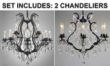 Set of 2-1 Wrought Iron Crystal Chandelier Lighting Chandeliers H30 x W28 and 1 Wrought Iron Cyrstal Chandelier Lighting H 19" W 20" - Great for Bedroom, Kitchen, Dining Room, Living Room, and More! - A500-1EA 3034/8+4 + 1EA 3530/6