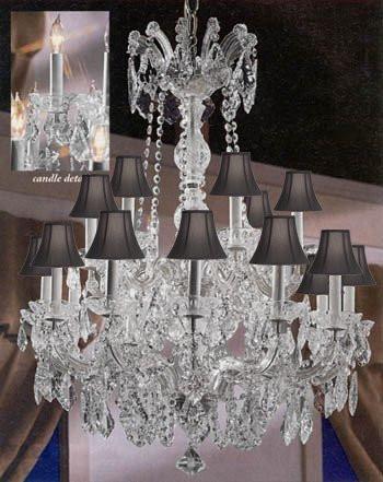 Maria Theresa Crystal Chandelier Lighting With Black Shades 30"X28" - A500-Sc/Blackshades/Silver/152/18