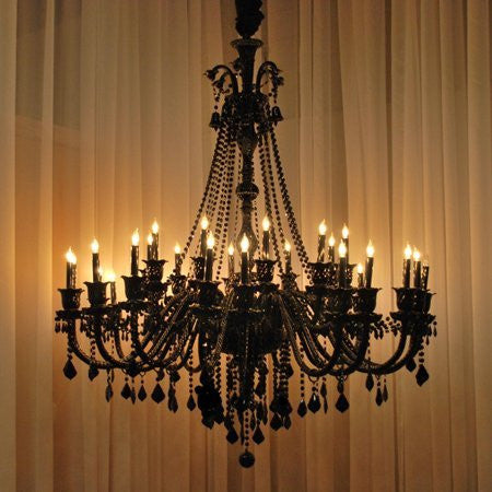 New Large Foyer / Entryway Jet Black Gothic Crystal Chandelier Lighting 52X46 30 Lights - A46-BLACK/757/30