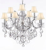 Maria Theresa Chandelier Lighting Crystal Chandeliers H30 "X W28" Trimmed With Spectra (Tm) Crystal - Reliable Crystal Quality By Swarovski Chrome Finish With Shades - Sc/B7/Whiteshades/Chrome/26049/12+1Sw