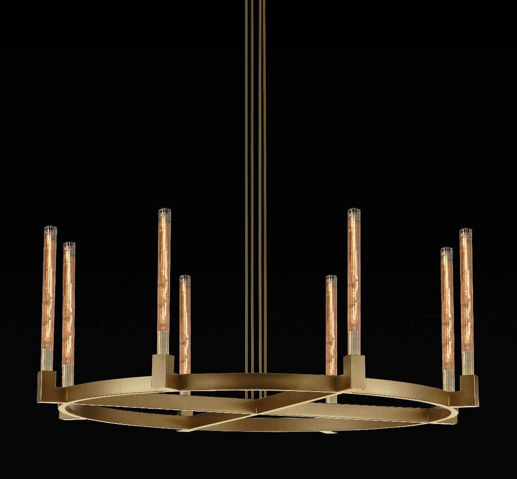 Corsica Round Chandelier 48" Vintage Barn Metal Industrial Loft Rustic Lighting Great for Living Room, Dining Room, Foyer and Entryway - A500-CG/4462/8