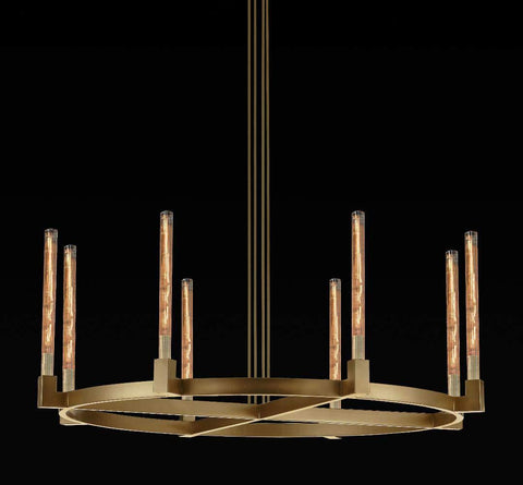 Corsica Round Chandelier 48" Vintage Barn Metal Industrial Loft Rustic Lighting Great for Living Room, Dining Room, Foyer and Entryway - A500-CG/4462/8