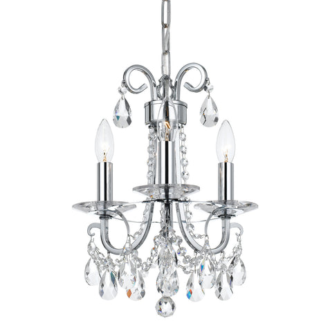 3 Light Polished Chrome Transitional  Modern Mini Chandelier Draped In Clear Hand Cut Crystal - C193-6823-CH-CL-MWP