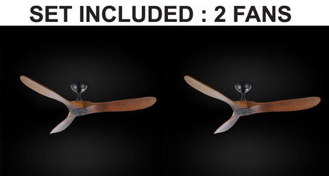 Set of 2 - Indoor/Outdoor Ceiling Fan - Vintage Rustic Propeller Wood Indoor/Outdor Ceiling Fan - 52" Diameter - 2EA G7-18/15/4561/52