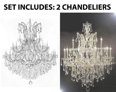 Set of 2-1 Large Foyer/Entryway Maria Theresa Empress Crystal (tm) Chandeliers Lighting! H 60" W 52" and 1 Chandelier Crystal Lighting Chandeliers H30 X W28 - CS/B12/2756/36+1 + CS/21532/12+1 A500-