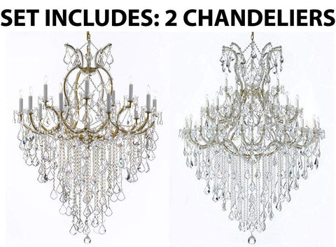 Set of 2-1 Maria Theresa Chandelier Empress Crystal (Tm) Lighting H 50" W 37" and 1 Large Foyer/Entryway Maria Theresa Empress Crystal (tm) Chandelier Lighting! H 72" W 52" - B12/21510/15+1 + GOLD/B13/2756/36+1 A500-