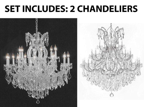 Set of 2-1 Chandelier Crystal Lighting Empress Crystal (TM) H38" W37" and 1 Large Foyer/Entryway Maria Theresa Empress Crystal (tm) Chandeliers Lighting! H 60" W 52" - CS/1/21510/15+1 + CS/B12/2756/36+1 A500-
