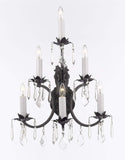 Set of 3-2 Wrought Iron Wall Sconce Crystal Lighting 3 Tier Wall Sconces W16 x H24 and 1 Wrought Iron Crystal Chandeliers Lighting Empress Crystal (TM) H46 W46 Perfect for an Entryway Or Foyer! - 2EA A500-6/3034 + 1EA A500-3034/18+6