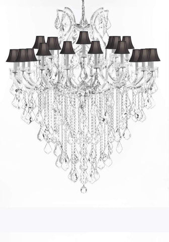 Crystal Chandelier Lighting Chandeliers H59"X W46" Great for The Foyer, Entry Way, Living Room, Family Room and More! w/Black Shades - A500-B12/BLACKSHADES/CS/2MT/24+1