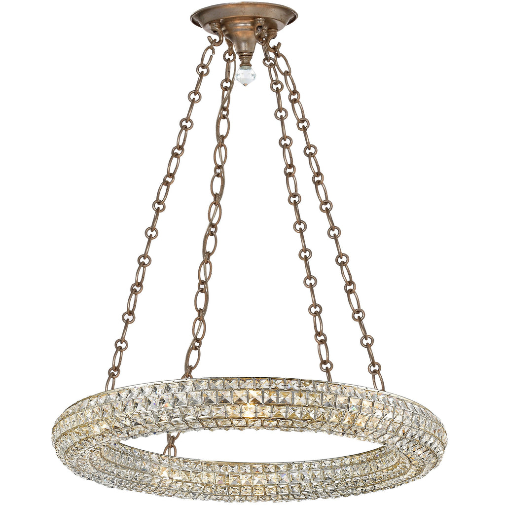 8 Light Distressed Twilight Glam  Crystal  Eclectic Chandelier Draped In Square Faceted Jewels Crystal - C193-7808-DT