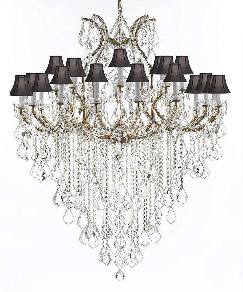 Crystal Chandelier Lighting Chandeliers H59" X W46" Great for The Foyer, Entry Way, Living Room, Family Room and More! w/Black Shades - A500-B12/BLACKSHADES/2MT/24+1