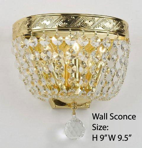 Empire Crystal Wall Sconce Lighting W 9.5" H 9" D 5" - Co-Wallscone/3/3 Gd W/C