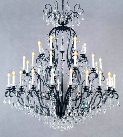Swarovski Crystal Trimmed Chandelier! Wrought Iron Crystal Chandelier Chandeliers Lighting H72" X W60" - Perfect For An Entryway Or Foyer! - A83-556/41 Sw