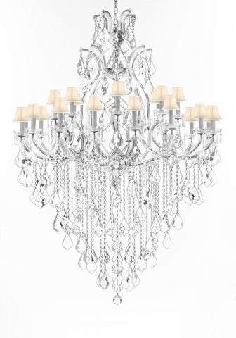Crystal Chandelier Lighting Chandeliers H65" XW46" Great for the Foyer, Entry Way, Living Room, Family Room and More w/White Shades - A500-B12/WHITESHADES/CS/52/2MT/24+1