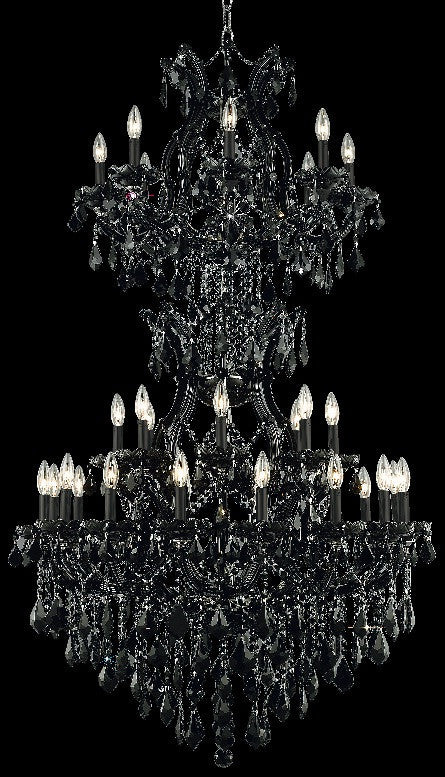 C121-2800D36SB/RC By Elegant Lighting Maria Theresa Collection 34 Light Chandeliers Black Finish