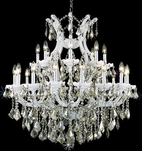 C121-2800D36WH-GT/RC By Elegant Lighting Maria Theresa Collection 24 Light Chandeliers White Finish