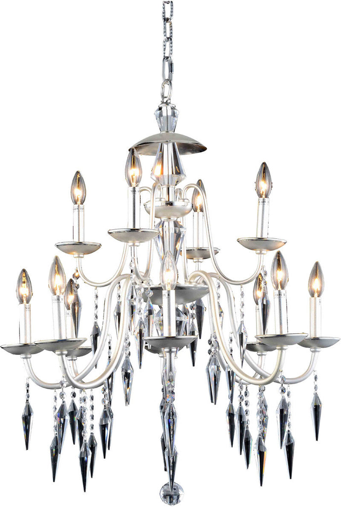 C121-5006D28PS/EC By Elegant Lighting - Gracieux Collection Polished Silver Finish 12 Lights Dining Room