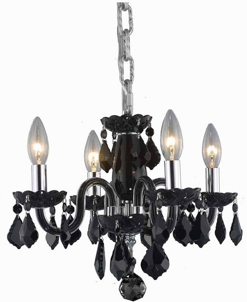 C121-7804D15B-JT/RC+SH By Elegant Lighting Rococo Collection 4 Light Dining Room Black Finish