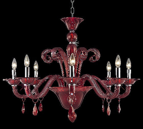C121-7868D36RD/RC By Elegant Lighting Muse Collection 8 Light Chandeliers Red Finish