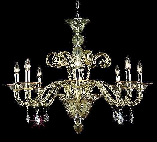 C121-7868D36YW/RC By Elegant Lighting Muse Collection 8 Light Chandeliers Yellow Finish