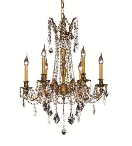 C121-9206D23FG-GS/RC By Elegant Lighting Rosalia Collection 6 Light Dining Room French Gold Finish