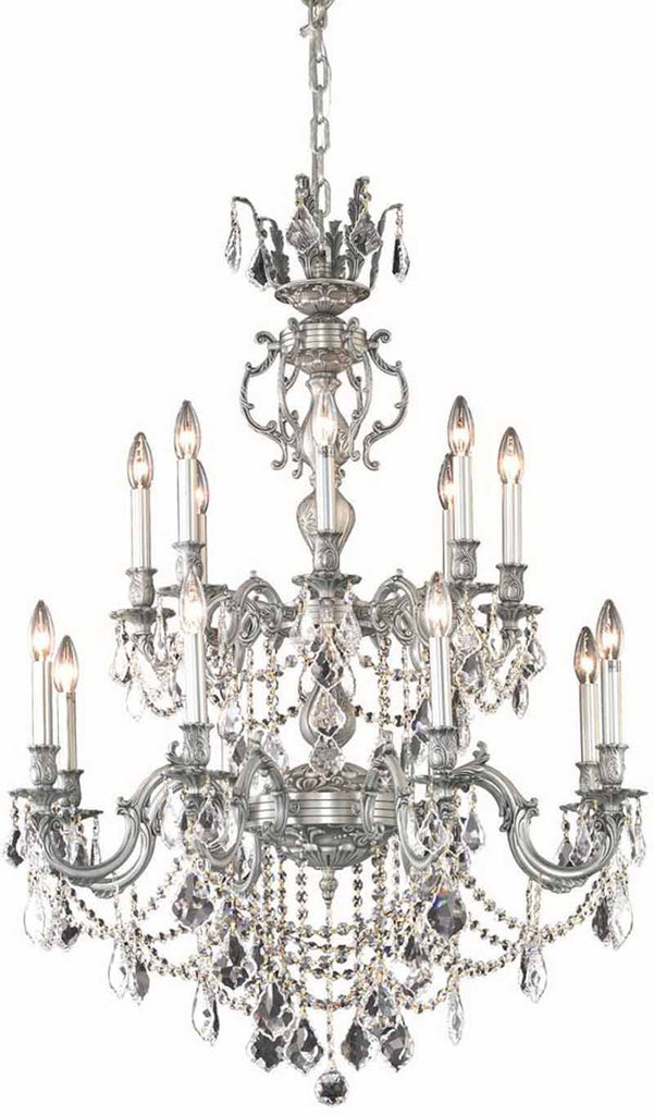 C121-9516D32PW/EC By Elegant Lighting - Marseille Collection Pewter Finish 16 Lights Dining Room
