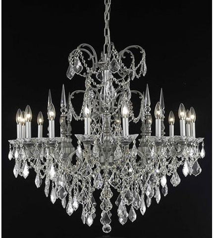 C121-9716G35PW/RC By Elegant Lighting Athena Collection 16 Light Foyer/Hallway Pewter Finish