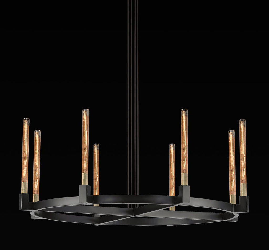 Corsica Round Chandelier 48" Vintage Barn Metal Industrial Loft Rustic Lighting Great for Living Room, Dining Room, Foyer and Entryway - A500-CB/4462/8