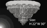 Swarovski Crystal Trimmed Chandelier Silver French Empire Crystal Flush Chandelier H22" W30" - A500-Flush/Cs/448/21Sw