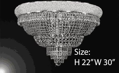 Silver French Empire Crystal Flush Chandelier Lighting H22" W30" - A500-Flush/Silver/448/21